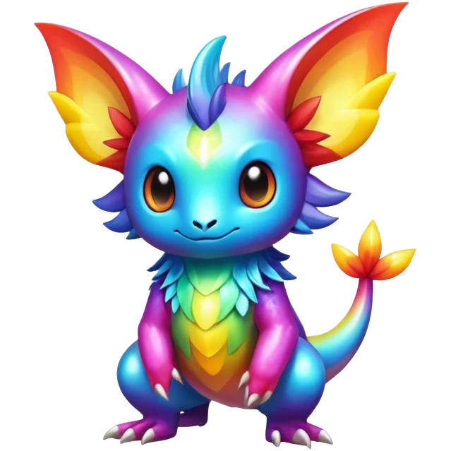 Exotic shiny rare multi-colored epic cute Fakémon-creature, full body, with random markings emoji