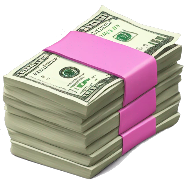 One stack of dollars with pink bands emoji