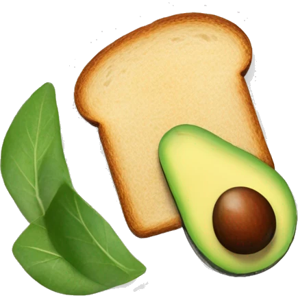 Slice of Bread with one Salad leaf and Avocado slice on top emoji