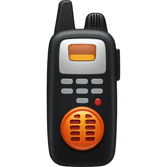 black walkie talkie with red-orange button on side emoji