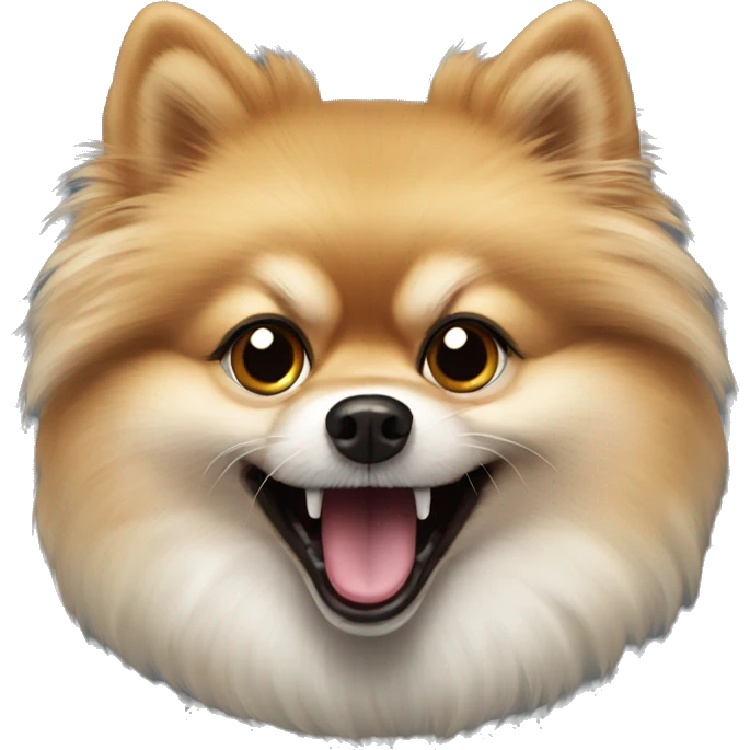 feral Pomeranian with open mouth emoji