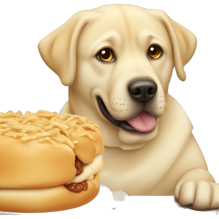 really fat Labrador eating ￼ emoji