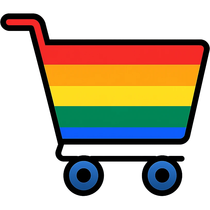 shopping cart in pride colors emoji