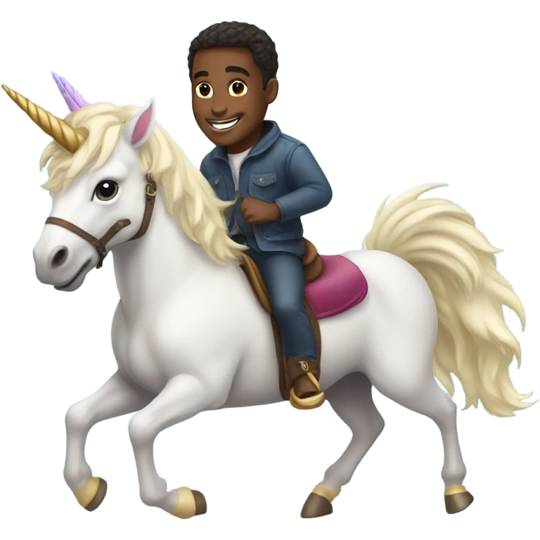 unicorn with an african american male riding  emoji