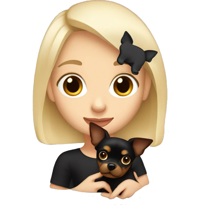 white blonde girl holding black chihuaha tan chihuaua and brown dachsund emoji
