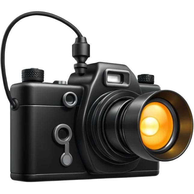 photo camera with a small lamp next to it emoji