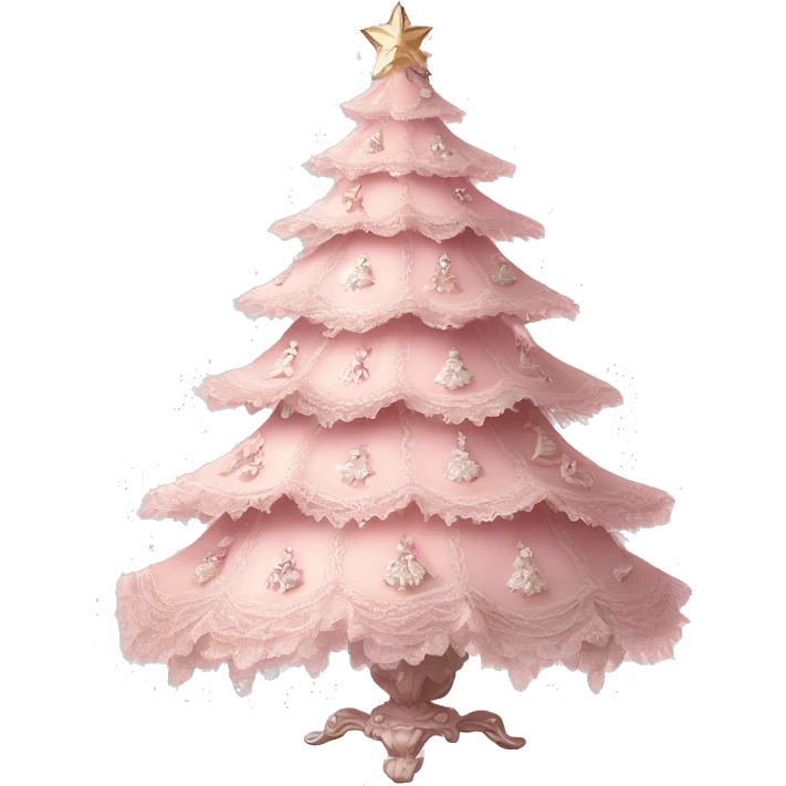 vintage rococo light pink christmas tree with lace and frills emoji