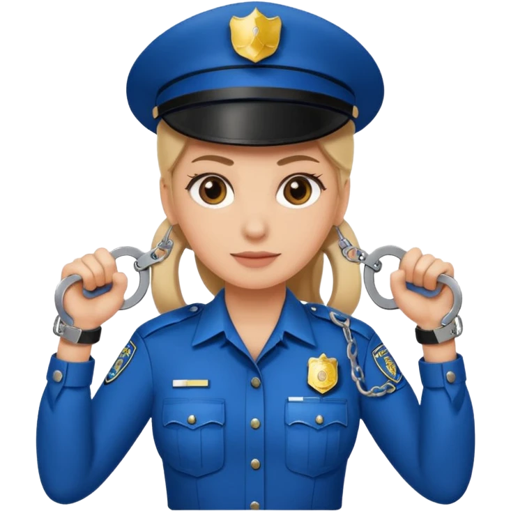 police woman hand cuffs one hand emoji