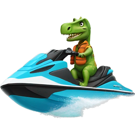 dinosaur riding a jetski emoji