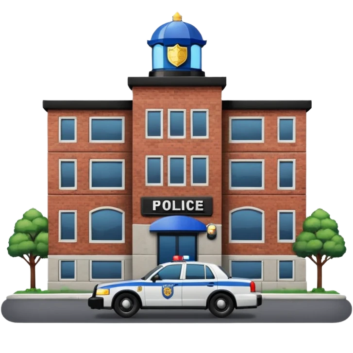 police department building with police cars near emoji