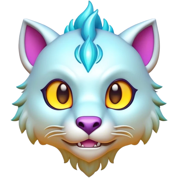 Clash of Clans aesthetic: Cinematic Playful Beast Emoji, rendered in a 3D vector-style similar to standard emojis with minimal shading and bold, simplified shapes. A compact, isometric mythical creature with wild, majestic features and fierce yet endearing eyes, softly glowing with a primal enchanted charm. Simplified yet unmistakably iconic, highly detailed and consistent, glowing with a soft radiant shine and high polish. Stylized with a touch of mythical wildness and a soft glowing outline, capturing the essence of a legendary beast with a friendly, playful allure! emoji
