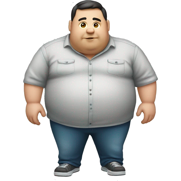 Fat man with overshirt zoomin emoji