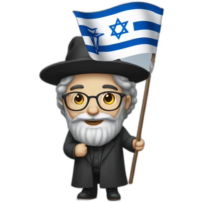 rabbi with Sidelocks holding israel flag emoji