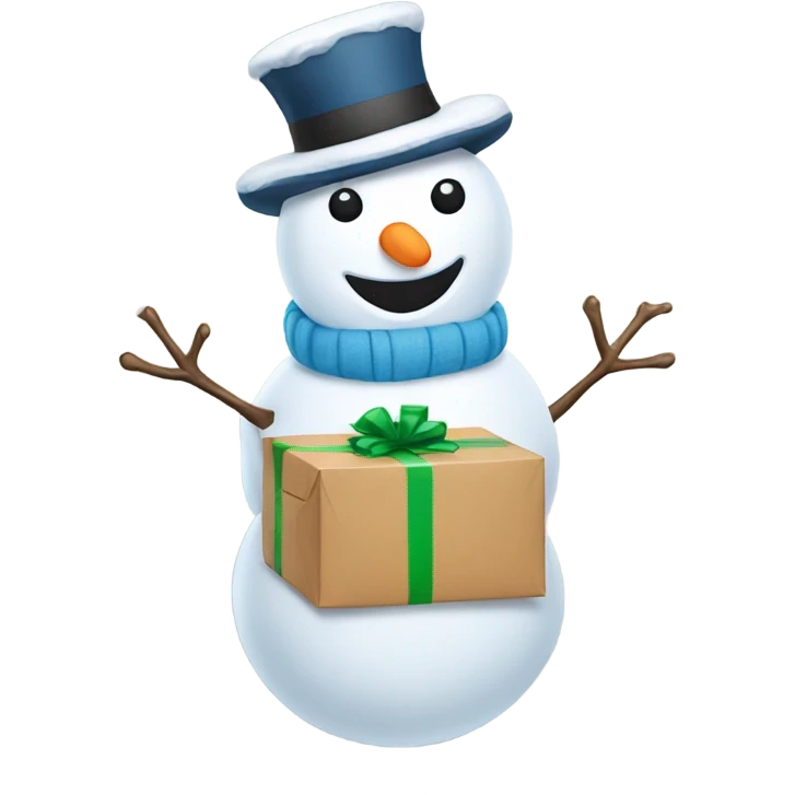Snowman with package emoji