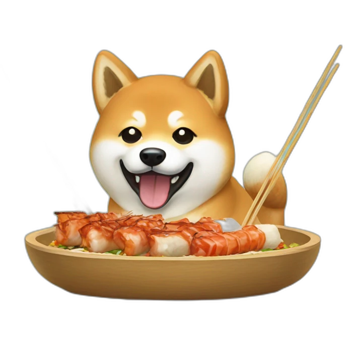Shiba eating yakitori emoji