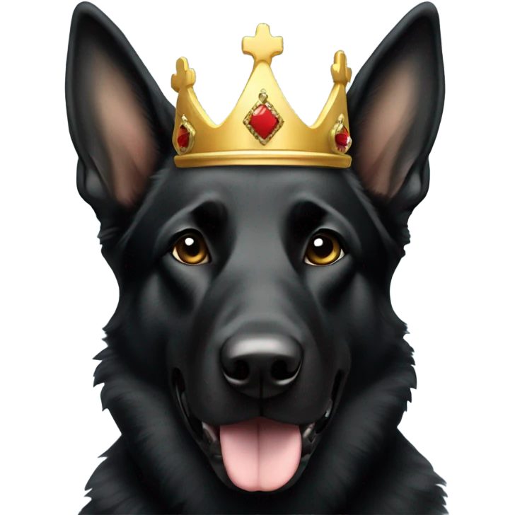 Black German Shepherd with a crown emoji