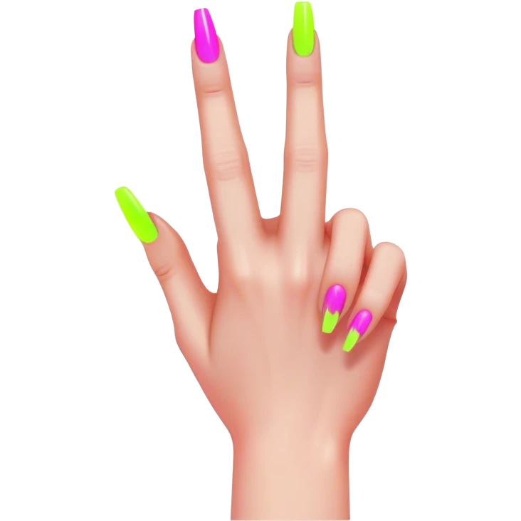 cyberpunk style neon middle finger with long neon nails emoji