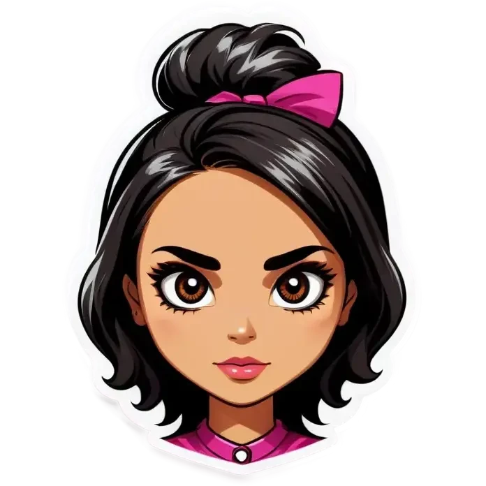 Chica blanca con cabello negro lacio y ojos rasgados emoji