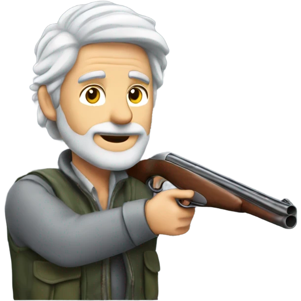 Long grey haired man Clay pigeon shooting emoji