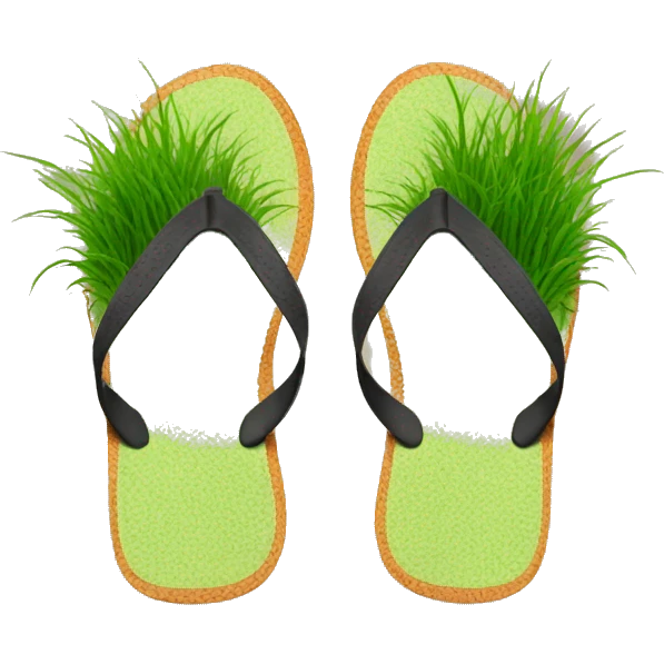 flip flops with grass on the inside top surface of the flip flop emoji