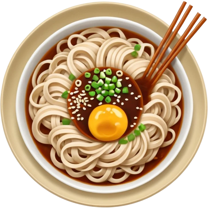 buckwheat noodles in a bowl, top down emoji