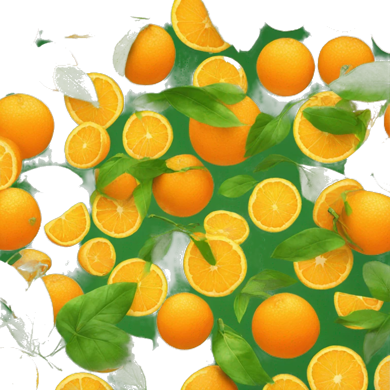 orange with shine and green leaf emoji
