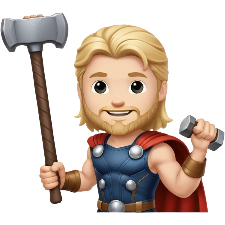 friendly thor superhero with hammer for kids emoji