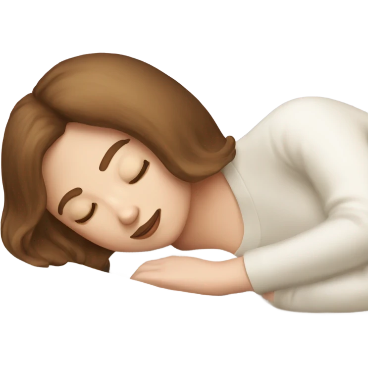 White girl with brown bangs sleeping with a silk pillow emoji
