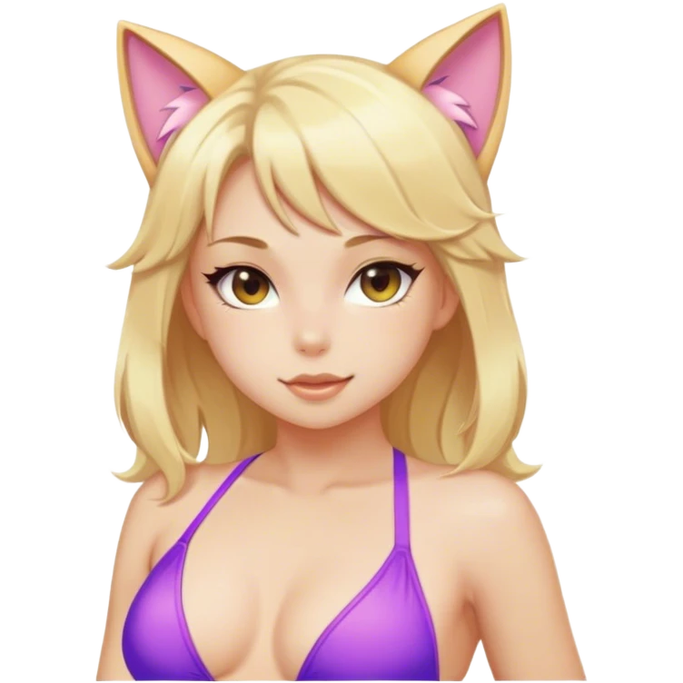 hot catgirl blonde swim suit emoji