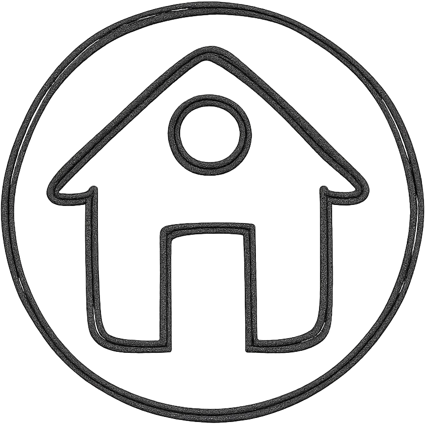 house icon, round shape, hand drawn outlined icon style emoji