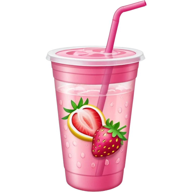 strawberry lemonade in a plastic cup emoji