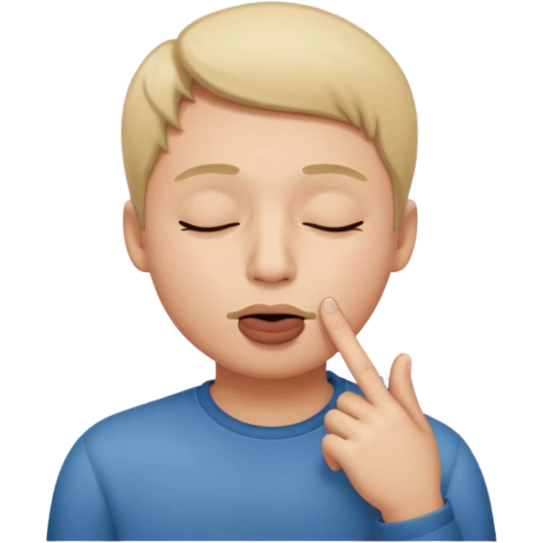 una cara con los ojos cerrados y con un dedo en la boca emoji