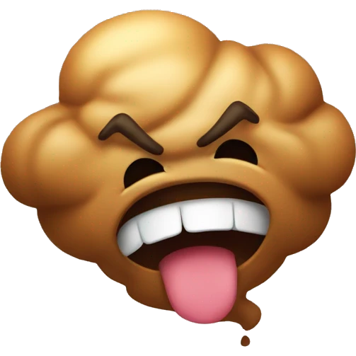 An angry poop emogji with a fart coming out emoji