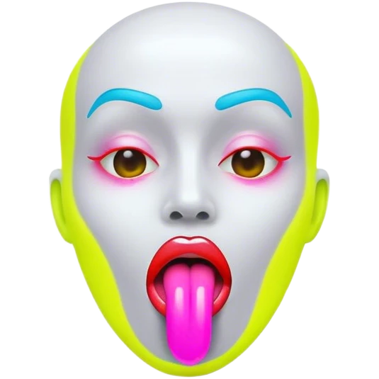 cyberpunk style neon shows tongue emoji