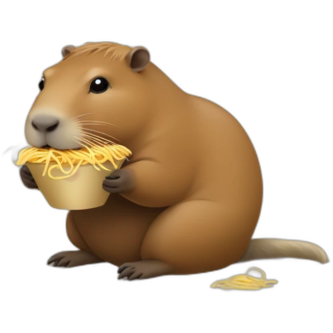 Capybara eating noodle emoji