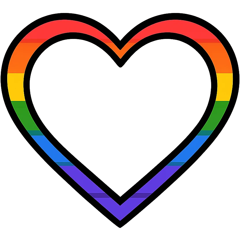 heart outlined in rainbow pride colors, white fill emoji