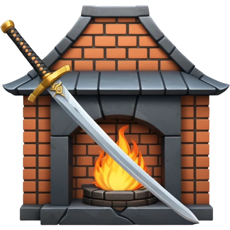 A samurai sword and a forge emoji