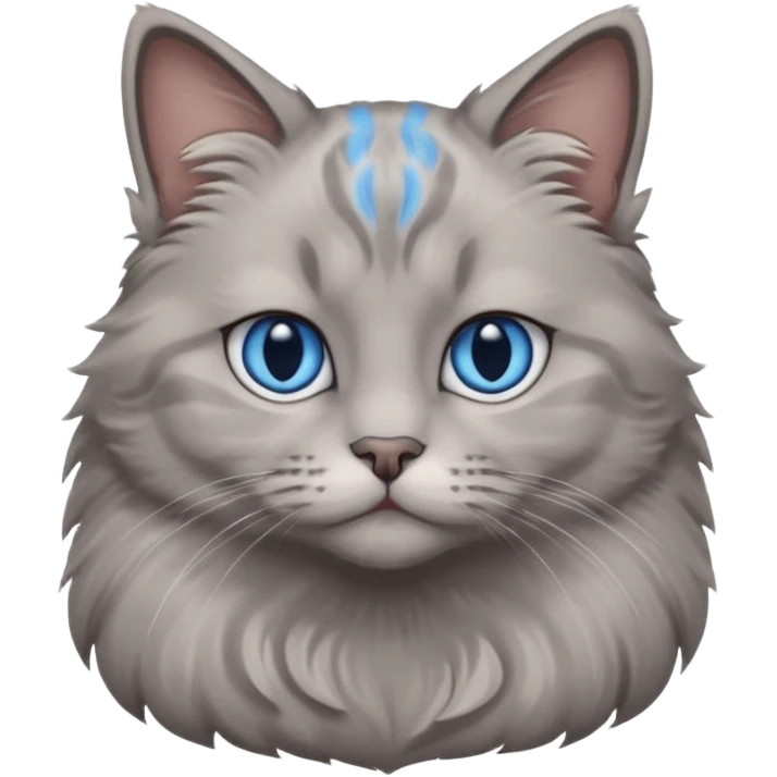 a gray cat with blue eyes on its FOREHEAD emoji