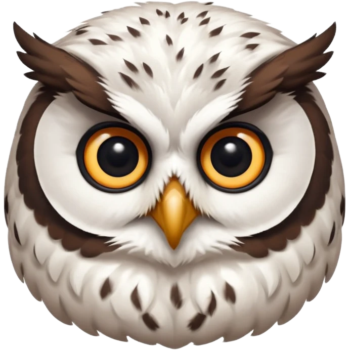 white olw, 45 degree rotate head, questionning emoji