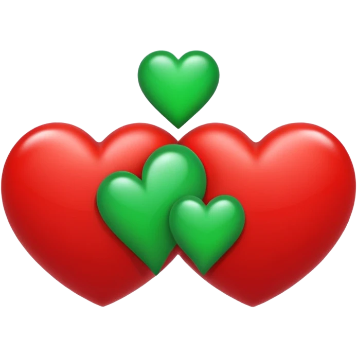 two hearts circling each other. one is red, the other is green emoji