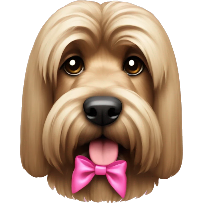 Dog briard pink bow  emoji