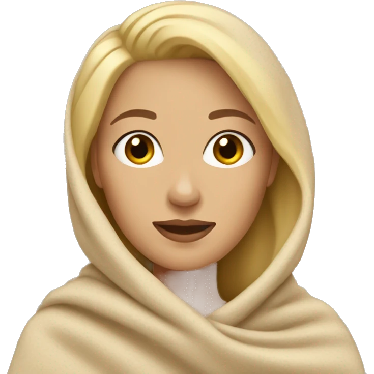 Blonde woman wearing a beige blanket emoji