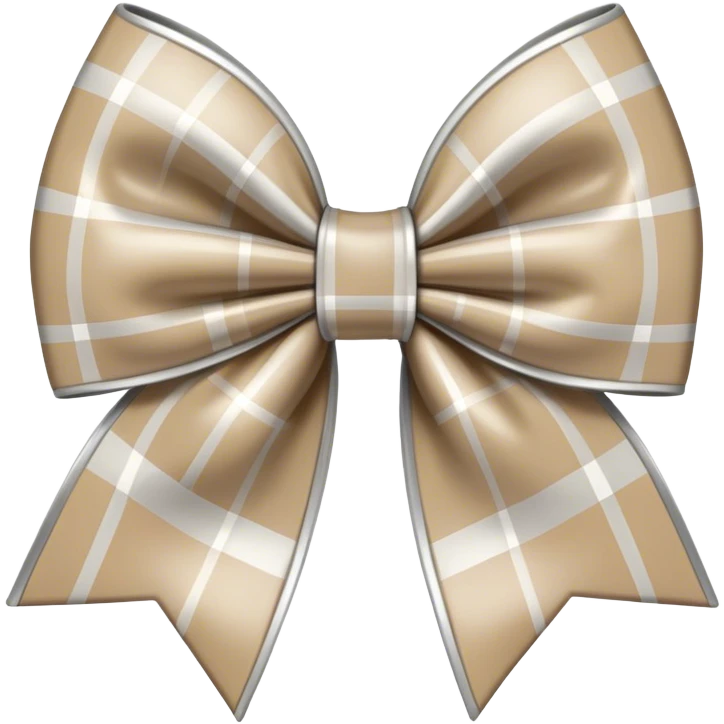 Beige and silver plaid bow  emoji