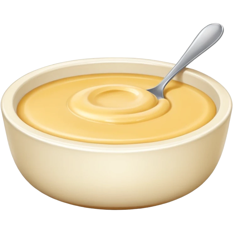 A white bowl filled with creamy texture, smooth and thick, glossy and rich, realistic, high detail, simple composition, isolated on white background, centered composition
 emoji