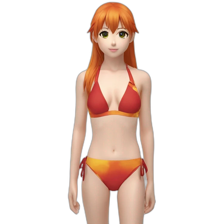 asuka langley soryu kid enfant jeune soft fit caucasienne femme bikini emoji
