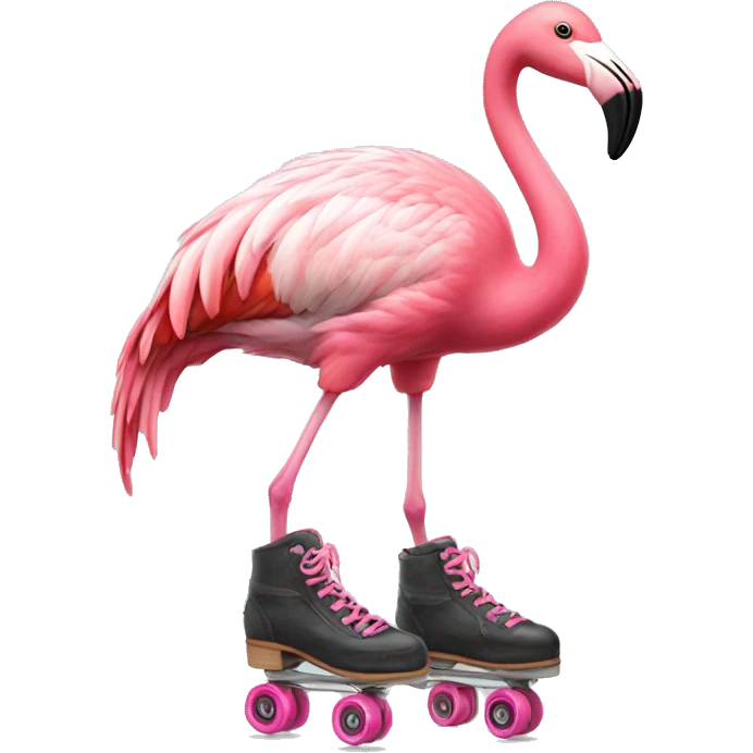 Flamingo with roller skates  emoji