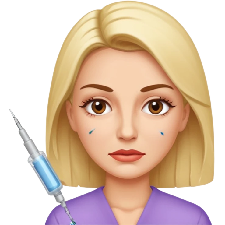 Woman taking a botox injection in the face emoji
