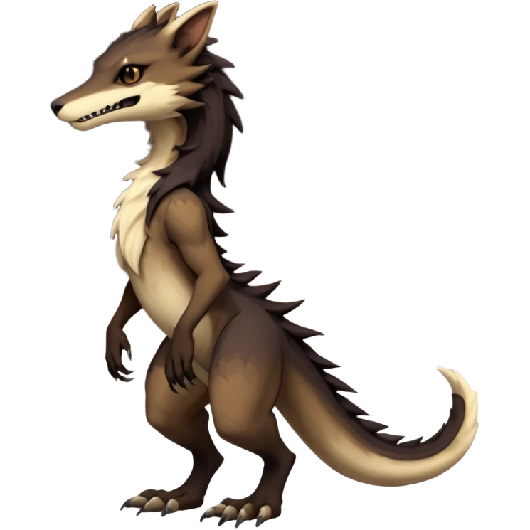 Brown and beige badass elegant wild beautiful natural cute badass epic exotic anthro modern furry 2-legged sergal-vernid-creature, full body, dark-brown-black-gradient pretty hair, aesthetic, art by LiLaiRa, art by art by Falvie emoji