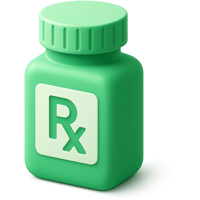 3D green style prescription drug bottle emoji