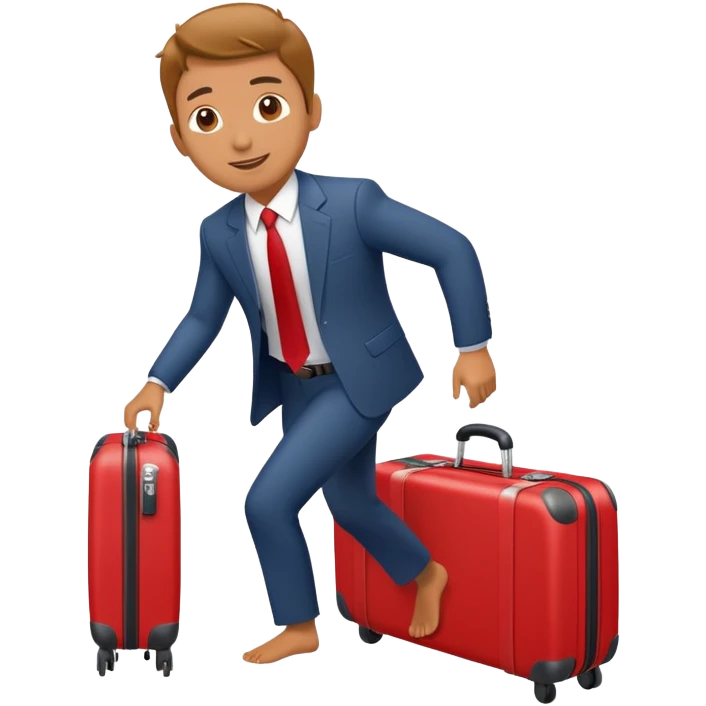businessman surfing on a red suitcase emoji